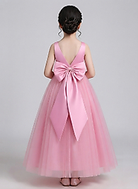 kız çocuk elbise elbise prenses elbise yay düğün balo elbis Pembe-10-11 Yaş